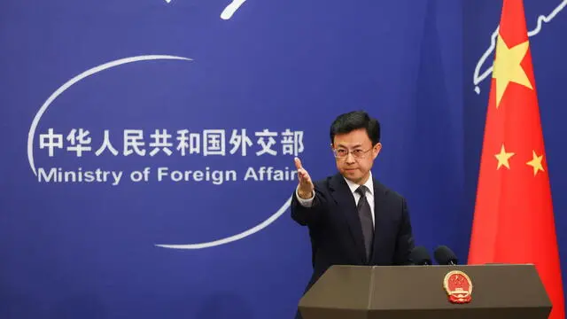 epa11841233 Chinese Ministry of Foreign Affairs spokesperson Guo Jiakun gestures during a press conference in Beijing, China, 21 January 2025. Jiakun commented on Donald Trump's inauguration as the 47th US president, stating that China is willing to work with the new US government to jointly create a new future for Sino-American relations, based on the principles of mutual respect and cooperation. EPA/WU HAO