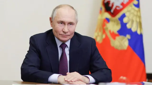 epa11892673 Russian President Vladimir Putin holds a meeting via video conference with Governor of Bryansk region Alexander Bogomaz (not pictured) at the Novo-Ogaryovo state residence outside Moscow, Russia, 13 February 2025. EPA/GAVRIIL GRIGOROV/SPUTNIK/KREMLIN POOL MANDATORY CREDIT