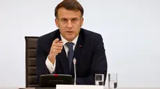 epa11893503 France's President Emmanuel Macron speaks during the International Conference on Syria at the Ministerial Conference Center, in Paris, France, 13 February 2025. EPA/LUDOVIC MARIN / POOL MAXPPP OUT