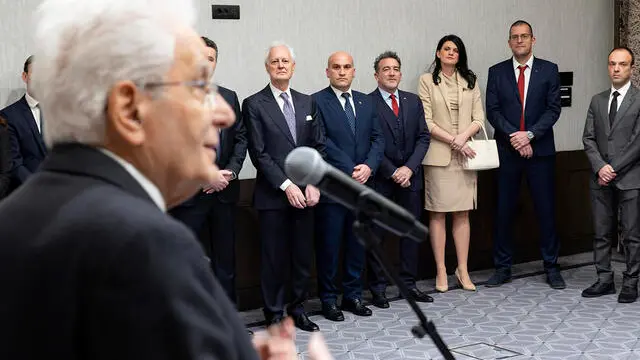 Podgorica - Il Presidente della Repubblica Sergio Mattarella nel corso dell'incontro con una rappresentanza della collettività italiana in Montenegro,, oggi 17 febbraio 2025. (Foto di Paolo Giandotti - Ufficio Stampa per la Stampa e la Comunicazione della Presidenza della Repubblica)