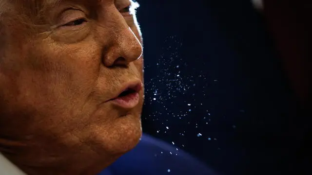 epa11896812 US President Donald Trump speaks to the media as he signs executive orders in the Oval Office at the White House in Washington, DC, USA, 14 February 2025. The executive orders signed on 14 February were on federal funding going to schools and universities related to the coronavirus pandemic as well as energy production. EPA/SAMUEL CORUM / POOL