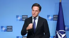 epa11892730 Secretary-General of NATO Mark Rutte gives remarks during a North Atlantic Treaty Organization 'NATO' defense ministers' meeting at the alliance's headquarters in Brussels, Belgium, 13 February 2025. EPA/OLIVIER HOSLET