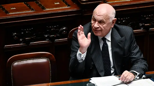 Il ministro della Giustizia, Carlo Nordio, durante il question time alla Camera, Roma, 19 febbraio 2025. ANSA/RICCARDO ANTIMIANI