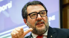 Il ministro dei Trasporti e delle infrastrutture Matteo Salvini nella sede della Regione Lazio durante un convegno sul Decreto salva casa, Roma, 13 Febbraio 2025.ANSA/GIUSEPPE LAMI