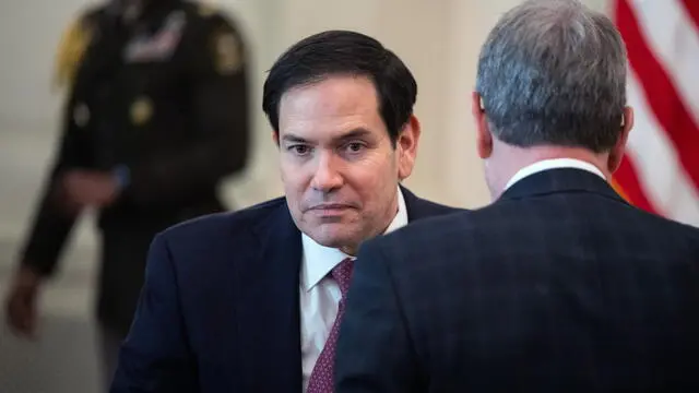 epa11913811 US Secretary of State Marco Rubio attends a working session with President Trump and governors in the State Dining Room at the White House in Washington, DC, USA, 21 February 2025. EPA/FRANCIS CHUNG / POOL