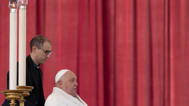 Pope Francis presides over a mass during the Jubilee of the armed forces, in St. Peter’s Square at the Vatican, February 9, 2025 ANSA/MASSIMO PERCOSSI