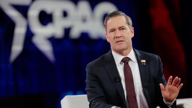 epa11913370 National Security Advisor Michael Waltz delivers remarks during the Conservative Political Action Conference (CPAC) 2025 at National Harbor, Maryland, USA, 21 February 2025. The Conservative Political Action Conference is an annual political conference attended by conservative activists and elected officials from across the United States and beyond. EPA/SHAWN THEW