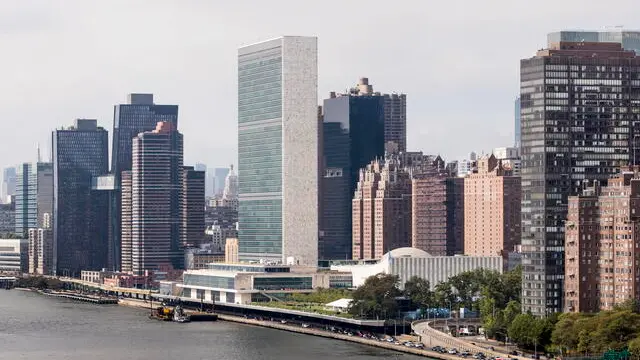 epa10180649 The buildings of United Nations headquarters in New York, New York, USA, 12 September 2022. The annual General Debate of the United Nations General Assembly is being held next week. EPA/JUSTIN LANE