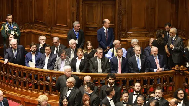 epa11932954 Invited guests attend the inauguration of Uruguay's President-elect Yamandu Orsi at the Legislative Palace in Montevideo, Uruguay, 01 March 2025. Yamandu Orsi was sworn in as the new president of Uruguay until 2030, in a ceremony held in front of the members of the General Assembly and the representatives of the different countries invited. EPA/GASTON BRITOS