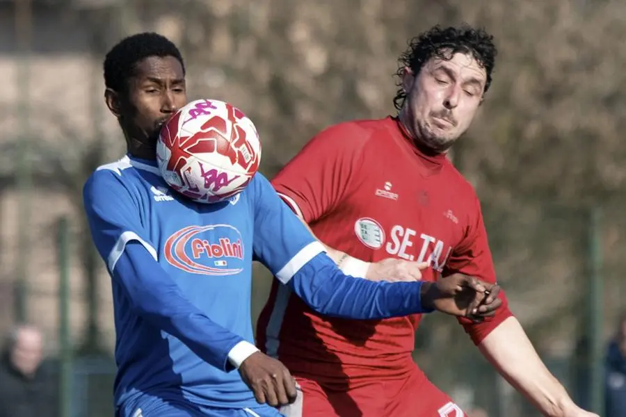 SPORT CALCIO FLERO SECONDA CATEGORIA FLERO REMEDELLO NELLA FOTO SORAGNA DEL FLERO E DIALLO DEL REMEDELLO 02-03-2025 PIERPAOLO PAPETTI AGENZIA NEWREPORTER