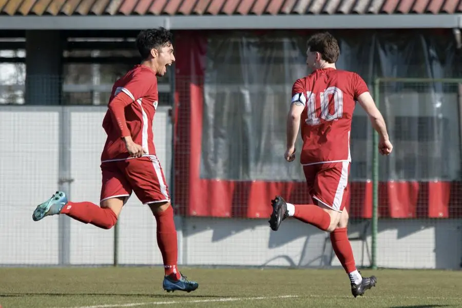 SPORT CALCIO FLERO SECONDA CATEGORIA FLERO REMEDELLO NELLA FOTO ESULTANZA GOL 1-0 DI MILANESI DEL FLERO E DEL REMEDELLO 02-03-2025 PIERPAOLO PAPETTI AGENZIA NEWREPORTER