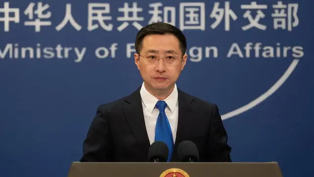 epa11920534 Ministry of Foreign Affairs spokesperson Lin Jian addresses a press conference in Beijing, China, 24 February 2025. EPA/JESSICA LEE