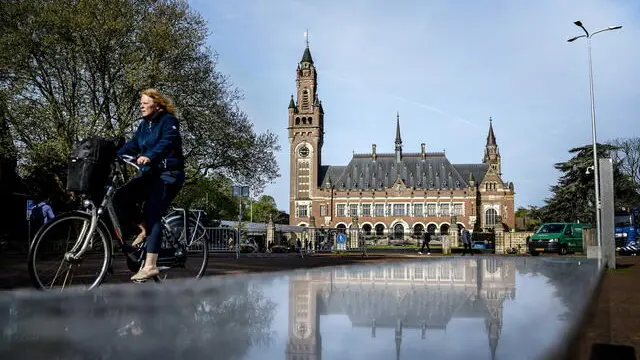 epa11311811 An exterior view of the Peace Palace on the second day of a two-day hearing in the case brought by Mexico against Ecuador, in the Hague, the Netherlands, 01 May 2024. Mexico has filed a complaint with the ICJ in response to a police raid on the Mexican embassy in Ecuador, in which former Ecuadorian Vice President Jorge Glas was arrested. EPA/Remko de Waal