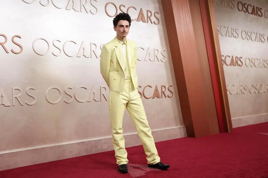 Thimotée Chalamet sul tappeto rosso degli Oscar 2025