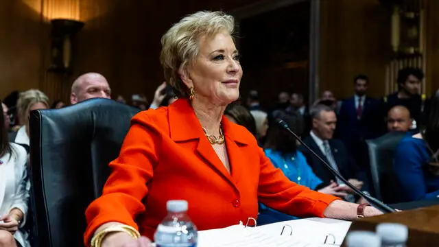 epa11893316 US President Donald Trump's nominee for education secretary Linda McMahon testifies at her nomination hearing before the Senate Health, Education, Labor and Pensions Committee in the Dirksen Senate Office Building in Washington, DC, USA, 13 February 2025. The White House is reportedly preparing an executive order to abolish the Department of Education, though in the hearing McMahon stated doing so would 'require congressional action.' EPA/JIM LO SCALZO