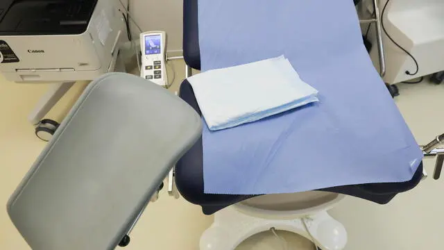 epa11830850 Detail of a chair where surgical abortions are performed at La Maison des femmes, (The Womens house) a care center for women in difficulty or victims of violence, in Saint Denis, Paris suburbs, France, 17 January 2025. Created in July 2016 by gynecologist Ghada Hatem, the Maison des femmes is a unit of the Saint-Denis hospital that offers support to women in difficulty or victims of violence. Forty years ago, on 17 January 1975, France decriminalized abortion through the Veil Law. EPA/TERESA SUAREZ