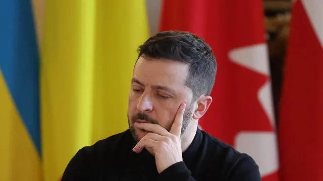 epa11934975 Ukraine's President Volodymyr Zelensky attends a plenary meeting as European leaders gather for a summit on Ukraine at Lancaster House in London, Britain, 02 March 2025. Starmer is hosting a summit of European leaders in London to discuss the ongoing war in Ukraine. EPA/NEIL HALL/POOL