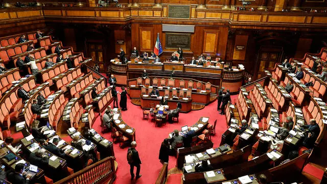 L’aula di Palazzo Madama durante la discussione generale sul decreto fiscale al Senato, Roma, 17 dicembre 2019. ANSA/RICCARDO ANTIMIANI