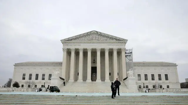 epa11831314 The US Supreme Court is pictured as the high justices ruled to uphold a ban on the video-sharing app TikTok in the TikTok vs. Merrick Garland case in Washington, DC, USA, 17 January 2025. TikTok's legal team argued unsuccessfully that the Biden administration's law banning the app is unconstitutional. US President-elect Trump is considering an executive order to circumvent the ban. EPA/ALLISON DINNER