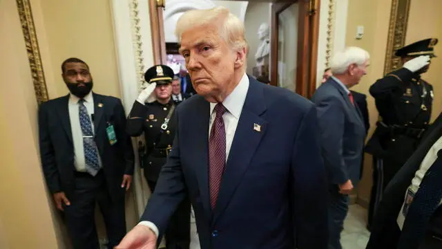 epa11941462 US President Donald Trump after addressing a joint session of the United States Congress at theÂ US Capitol in Washington, DC, USA, 04 March 2025. EPA/WIN MCNAMEE / POOL