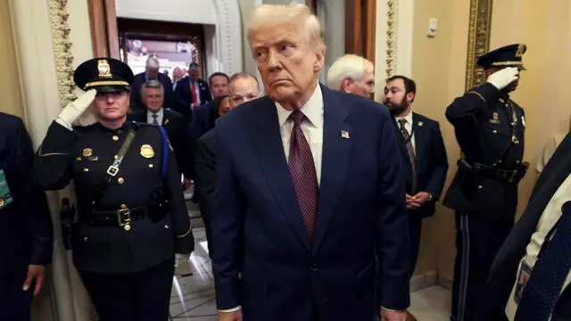 epa11941461 US President Donald Trump after addressing a joint session of the United States Congress at the US Capitol in Washington, DC, USA, 04 March 2025. EPA/WIN MCNAMEE / POOL