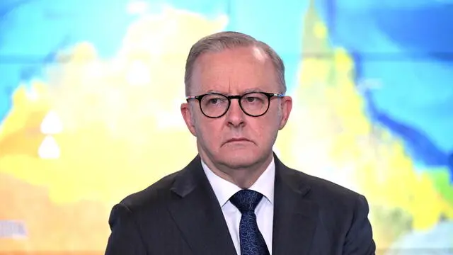 epa11943355 Australian Prime Minister Anthony Albanese speaks to the media during a press conference about Tropical Cyclone Alfred at the National Situation Room in Canberra, Australia, 06 March 2025. Millions of residents along Australiaâ€™s eastern coast are preparing for the impact of the most southerly cyclone to threaten the region in more than five decades in the early hours of 07 March. EPA/LUKAS COCH AUSTRALIA AND NEW ZEALAND OUT