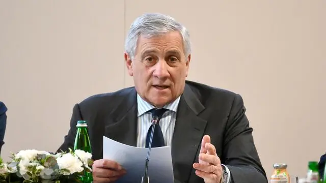 I ministri Antonio Tajani e Adolfo Urso (non in foto), durante la Cabina di Regia per l’internazionalizzazione presso Villa Madama, Roma, 7 marzo 2025. ANSA/ ALESSANDRO DI MEO