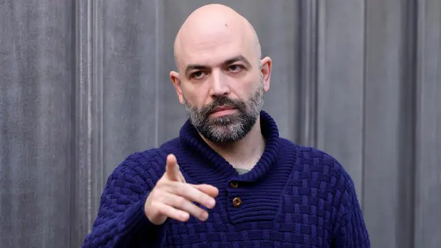 Italian writer Roberto Saviano poses for a photocall during presentation of the Sky original documentary entitled ‘’Mauro Rostagno. The man who wanted to change the world’’, Rome 21 February 2025. ANSA/FABIO FRUSTACI