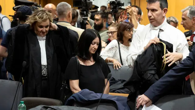 Antonio lo zio e Consuelo Mollicone, sorella di Serena, durante il processo all’interno del tribunale. Roma, 12 luglio 2024 ANSA/MASSIMO PERCOSSI