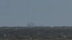 epa11955107 The Stena Immaculate and Solong off the coast of Easington, Britain, 11 March 2025. A collision occurred on 10 March between a US-flagged oil tanker carrying jet fuel, and a Portuguese-flagged cargo vessel carrying toxic chemicals, in the North Sea off the East Yorkshire coast. EPA/ADAM VAUGHAN