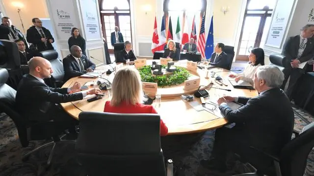 Il ministro degli Esteri Antonio Tajani in Canada durante la riunione dei Ministri degli Affari Esteri del G7, La Malbaie, Charlevoix, 13 marzo 2025./// Italian Foreign Minister Antonio Tajani in Canada during the G7 Foreign Ministers' meeting, La Malbaie, Charlevoix, 13 March 2025. ANSA/ ALESSANDRO DI MEO