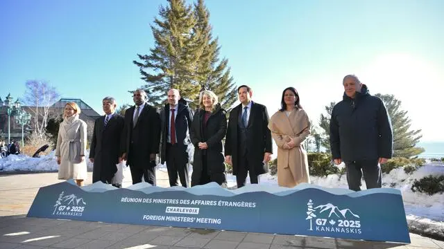 Il ministro degli Esteri Antonio Tajani in Canada durante la riunione dei Ministri degli Affari Esteri del G7, La Malbaie, Charlevoix, 13 marzo 2025./// Italian Foreign Minister Antonio Tajani in Canada during the G7 Foreign Ministers' meeting, La Malbaie, Charlevoix, 13 March 2025. ANSA/ ALESSANDRO DI MEO