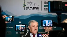 Punto stampa del ministro degli Esteri Antonio Tajani in Canada per la riunione dei Ministri degli Affari Esteri del G7, La Malbaie, Charlevoix, 13 marzo 2025./// Press briefing by Italian Foreign Minister Antonio Tajani in Canada for the G7 Foreign Ministers' meeting, La Malbaie, Charlevoix, 13 March 2025. ANSA/ ALESSANDRO DI MEO