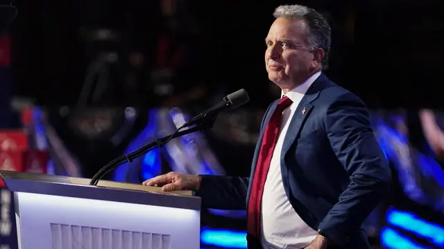 epa11486439 Steve Witkoff, real estate investor, delivers remarks during the final day of the Republican National Convention (RNC) at the Fiserv Forum in Milwaukee, Wisconsin, USA, 18 July 2024. The convention comes just a few days after a 20-year-old Pennsylvania man attempted to assassinate former President and current Republican presidential nominee Donald Trump. The RNC is being held 15 to 18 July 2024 and is where delegates from the Republican Party select their nominees for president and vice president in the 2024 US presidential election. EPA/SHAWN THEW