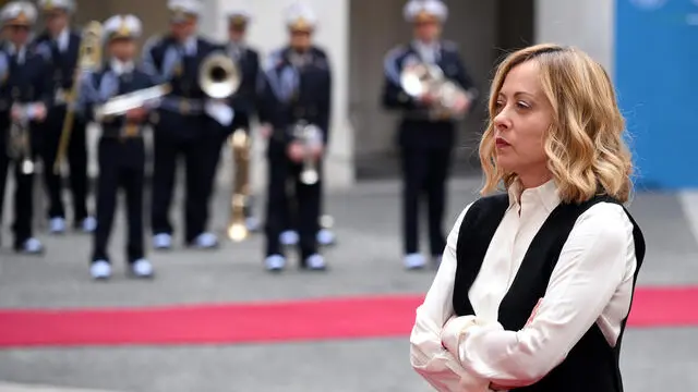 Italian Prime Minister Giorgia Meloni arrives to meet the Danish Prime Minister Mette Frederiksen (not pictured) at the Chigi palace in Rome, Italy, 11 March 2025. ANSA/ETTORE FERRARI