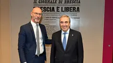 Maurizio Gasparri nella redazione del Giornale di Brescia