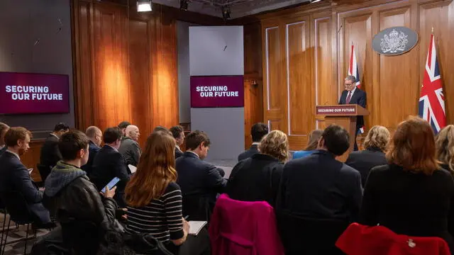 epa11965903 Keir Starmer, UK prime minister, speaks during a news conference following a virtual meeting with international leaders on support for Ukraine in London, UK, on Saturday, March 15, 2025. Starmer said some 25 allied leaders agreed on Saturday to keep tightening restrictions on Russia’s economy in an effort to draw President Vladimir Putin to the negotiating table to secure a cease-fire in its war with Ukraine. Photographer: Betty Laura Zapata/Bloomberg Britain’s Prime Minister Keir Starmer speaks during a news conference following a virtual meeting with international leaders on support for Ukraine in London, Britain, 15 March 2025. Starmer told global leaders to keep the pressure on Russian President Vladimir Putin to 'come to the table' over a ceasefire in Ukraine. EPA/Betty Laura Zapata Betty Laura Zapata / POOL