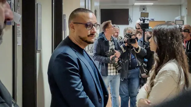 Samuele Calamucci agli interrogatori di garanzia nell’ambito dell’inchiesta sui dossieraggi illegali, Milano 31 Ottobre 2024 ANSA/MATTEO CORNER