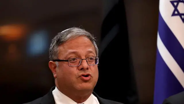 epa11829070 Israeli far-right Minister of National Security, Itamar Ben-Gvir, delivering a statement to the media, at his ministry headquarters in Jerusalem, 16 January 2025. Ben-Gvir said he would quit the government if Israel's cabinet approved the Israel-Hamas ceasefire and hostage-release deal. EPA/ATEF SAFADI