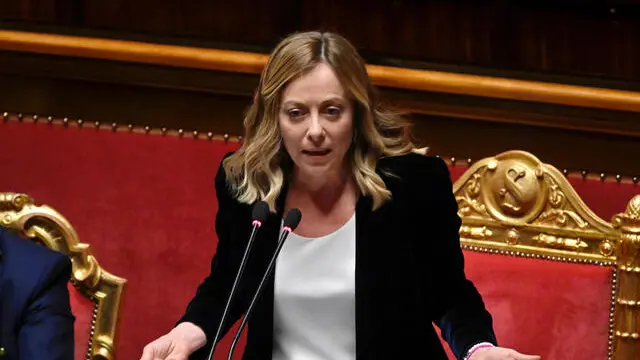 Comunicazioni della presidente del Consiglio Giorgia Meloni, in vista del Consiglio Europeo del 21 e 22 marzo, aula del Senato, Roma, 19 marzo 2024. ANSA/ALESSANDRO DI MEO