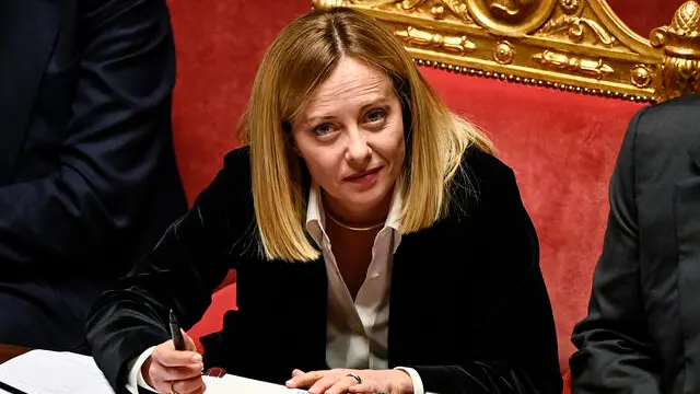 Italian Prime Minister, Giorgia Meloni, reports at the Senate on the upcoming European Council, Rome, Italy, 18 March 2025. ANSA/RICCARDO ANTIMIANI