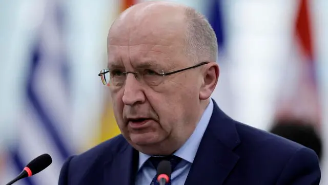 epa11956458 Andrius Kubilius, European Commissioner for Defense and Space, speaks during a debate on the 'White Paper on the Future of European Defence' at the European Parliament in Strasbourg, France, 11 March 2025. The EU Parliament's session runs from 10 to 13 March 2025. EPA/RONALD WITTEK