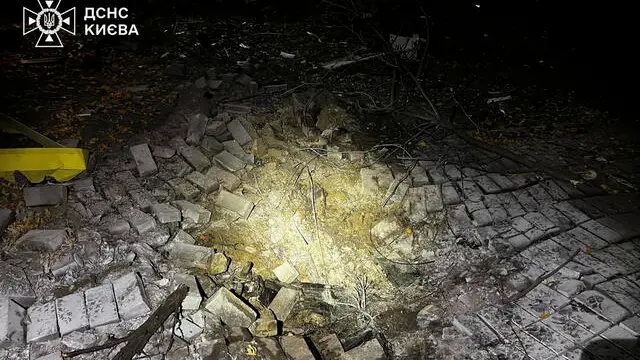 epa11746842 A handout photo made available by the State Emergency Service of Ukraine shows the site of an drone attack on children's polyclinic in a residential area late night in Kyiv, Ukraine, 28 November 2024, amid the ongoing Russian invasion. The brought-down drones debris fell in residential area of Kyiv following a drone attack, in which at least one person was injured, according to the State Emergency Service of Ukraine (SESU) report. Russian troops on 24 February 2022 entered Ukrainian territory, starting a conflict that has provoked destruction and a humanitarian crisis. EPA/STATE EMERGENCY SERVICE HANDOUT HANDOUT EDITORIAL USE ONLY/NO SALES