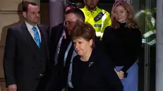 epa11116296 Scotland's former First Minister Nicola Sturgeon leaves after giving evidence at the UK Covid-19 Inquiry hearing at the Edinburgh International Conference Centre, in Edinburgh, Scotland, Britain, 31 January 2024. Sturgeon gave evidence over the Scottish government's handling of the Covid-19 pandemic. EPA/MARK RUNNACLES