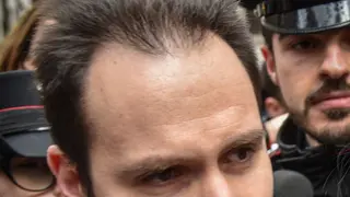 Andrea Sempio esce dalla caserma dei Carabinieri Montebello di via Vincenzo Monti accompagnato dai suoi avvocati, Milano 13 Marzo 2025 ANSA/MATTEO CORNER