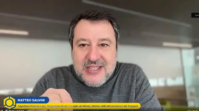 il vicepremier e leader della Lega Matteo Salvini, in videocollegamento con la scuola di formazione politica del suo partito, 22 marzo 2025. X Matteo Salvini @matteosalvinimi + ATTENZIONE LA FOTO NON PUO' ESSERE PUBBLICATA O RIPRODOTTA SENZA L'AUTORIZZAZIONE DELLA FONTE DI ORIGINE CUI SI RINVIA + NPK