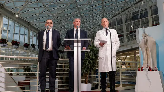 Pope doctor's briefing at the Agostino Gemelli Hospital where Pope Francis is hospitalized to continues his treatments for bilateral pneumonia, in Rome, Italy, 22 March 2025. ANSA/GIUSEPPE LAMI