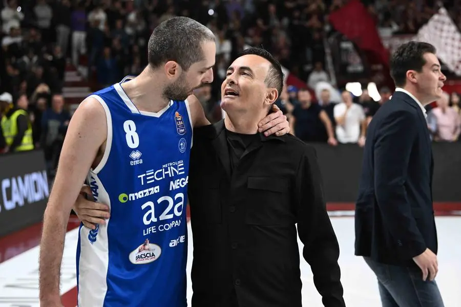 Amedeo Della Valle, Valerio Antonini Trapani Shark - Germani Pallacanestro Brescia LBA Legabasket Serie A Unipol 2024/2025 Trapani, 23/03/2025 Foto M.Ceretti / Ciamillo-Castoria