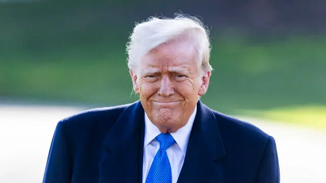 epa11979881 US President Donald Trump prepares to speak briefly to the media as he departs the White House for the Trump National Golf Club in Bedminster, New Jersey, in Washington, DC, USA, 21 March 2025. The president spoke about the new F-47 fighter jet and immigration. EPA/JIM LO SCALZO
