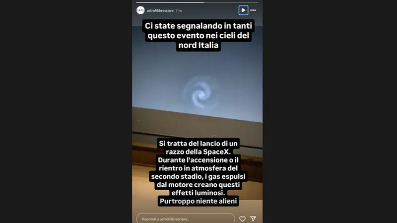 La story degli Astrofili bresciani su Instagram
